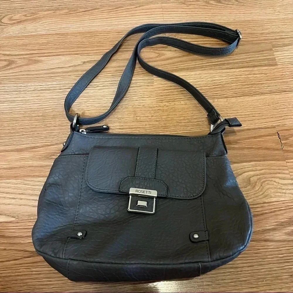 ROSETTI Gray Soft Vegan Leather Crossbody Shoulder Purse Bag Medium EUC